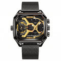 POEDAGAR E106 DUAL TIME - BLACK & GOLD