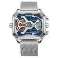 POEDAGAR E106 DUAL TIME - SILVER & BLUE