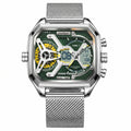 POEDAGAR E106 DUAL TIME - SILVER & GREEN
